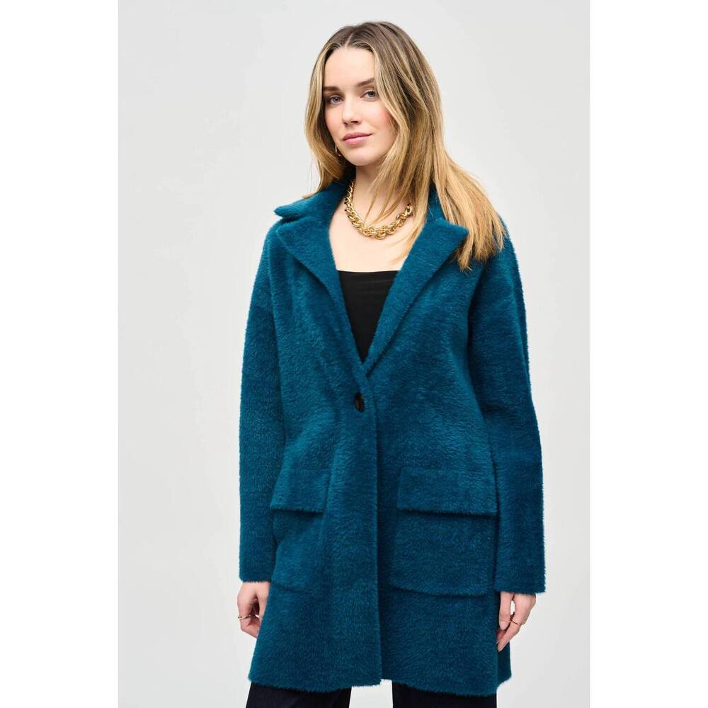 NEW JOSEPH RIBKOFF florry feather yarn sweater coat in twilight